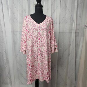 NWT Made With Love Pink Floral Pullover Flowy Boho Shift Dress Size M